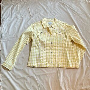 Yellow and white gingham print jacket